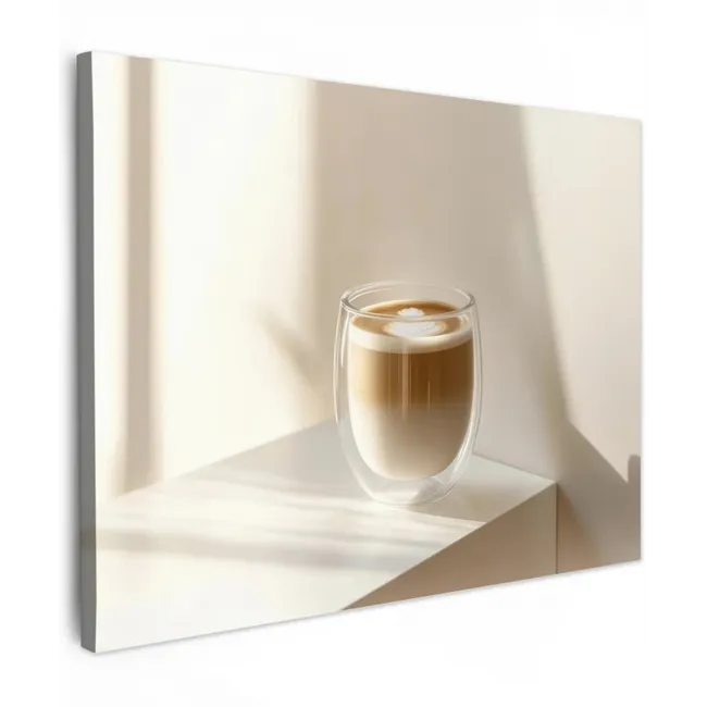 Canvas schilderij - Mok - Latte - Minimalistisch - Schaduw