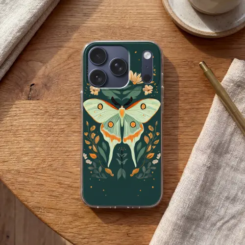 Sierlijk - Vlinder - Groen - Bladeren Telefoonhoesje iPhone 17 Pro klein -sfeer1