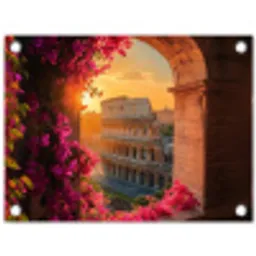 Colosseum - Rome - Roze Bloemen tuinposter los doek klein -3d