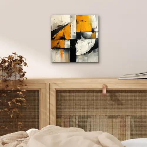 Geel - Abstract - Modern - Vormen aluminium wit klein -sfeer3