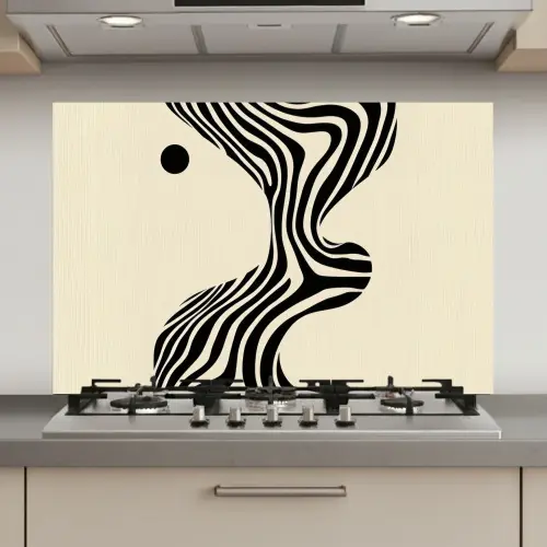 Beige - Lijnen - Golvend -  Abstract keuken achterwand spatscherm klein -3d_website