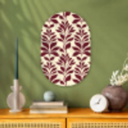 Abstract - Bladeren - Burgundy Wandcirkel Ovaal Forex klein 630 -sfeer2