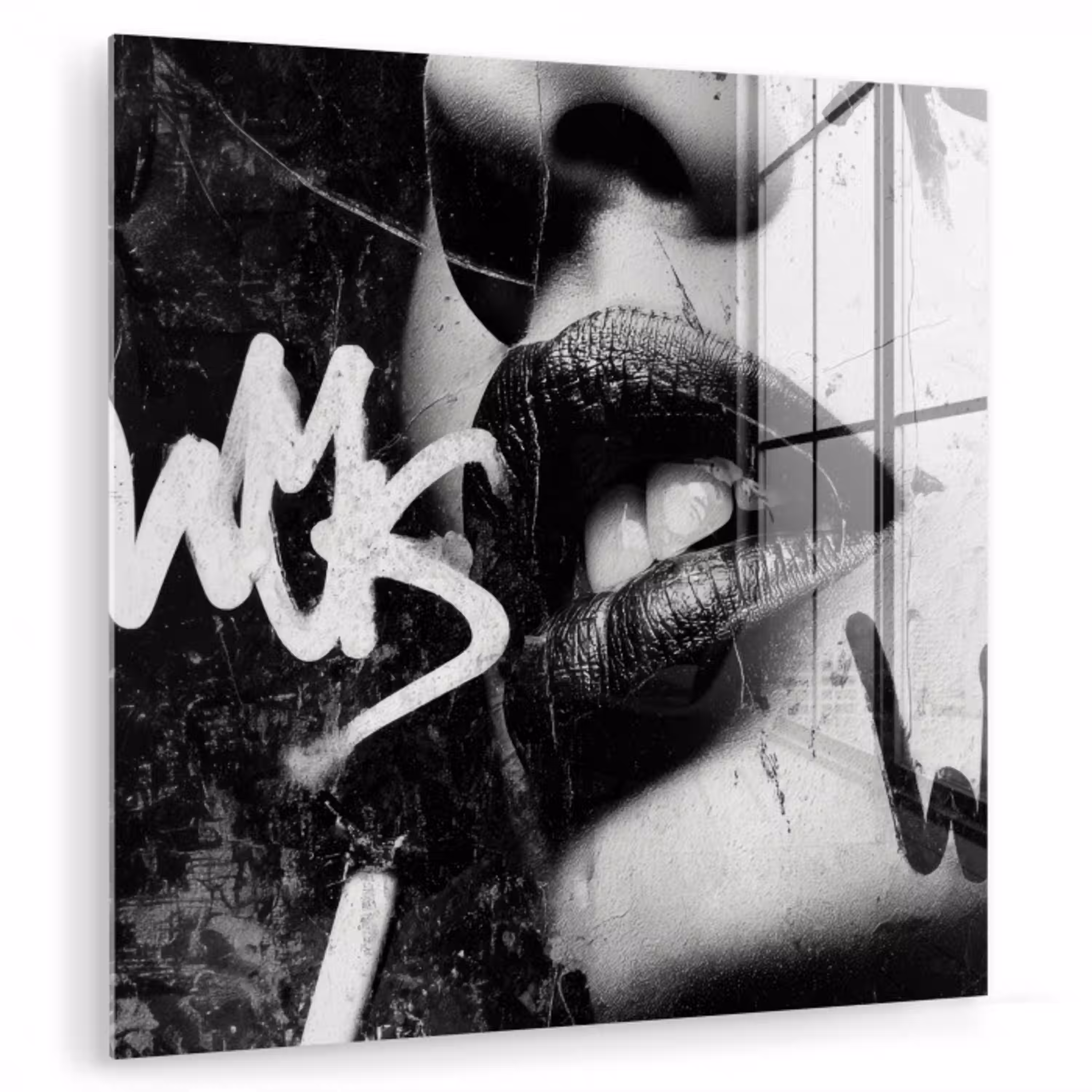 Gezicht - Mond - Graffiti - Zwart plexiglas 5mm klein -zzzproduct_nieuw