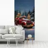 Kersttruck - Sneeuwbos - Rood fotobehang vinyl groot -woonkamer