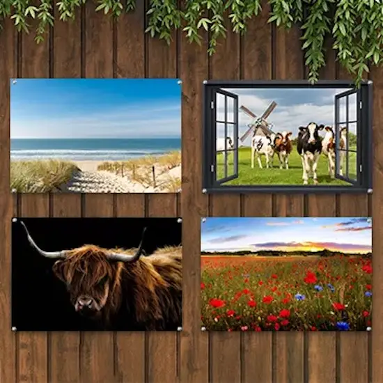 4 tuinposters aan de muur