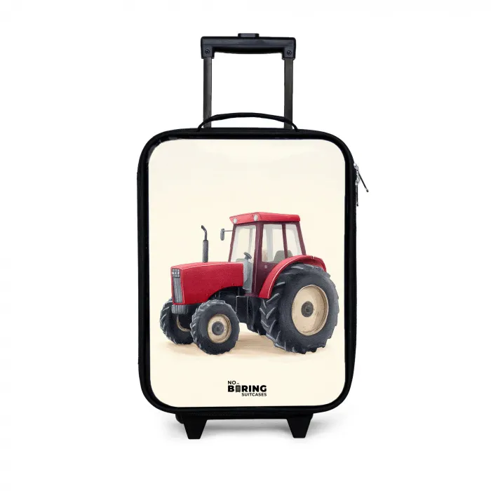 Tractor - Getekend - Rood Kinderkoffer - Zwart klein -3d