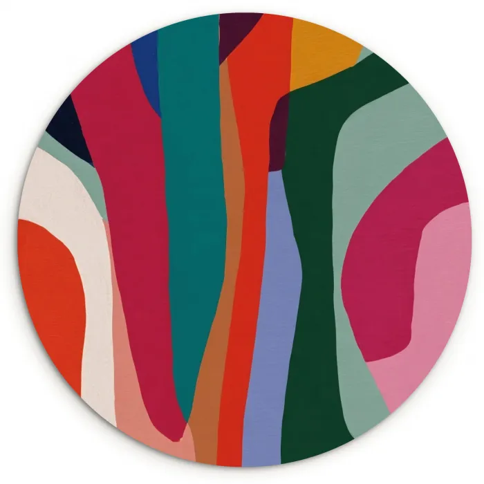 Vormen - Bochten - Kleurrijk - Abstract Wandcirkel kunststof plaat 5mm dik klein -3d