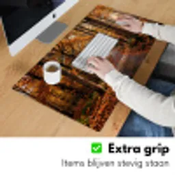 Bospad - Herfstbos - Bladeren - Oranje - Nostalgisch Muismat XXL klein -sfeer3