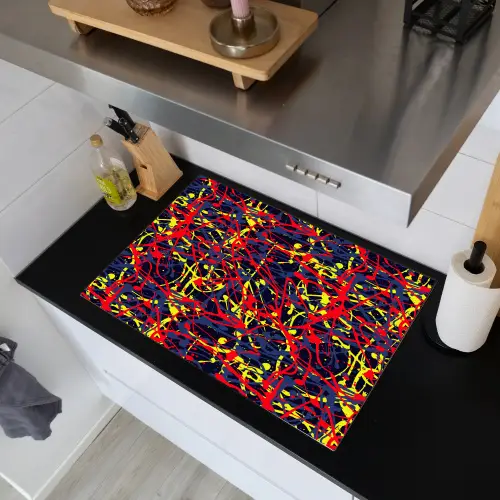 Waterverf - Rood - Geel Inductie beschemer met haakjes klein 777 -sfeer1