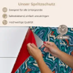 Golven - Retro - Blauw - Patroon keuken achterwand spatscherm klein 900 -spatscherm_DE