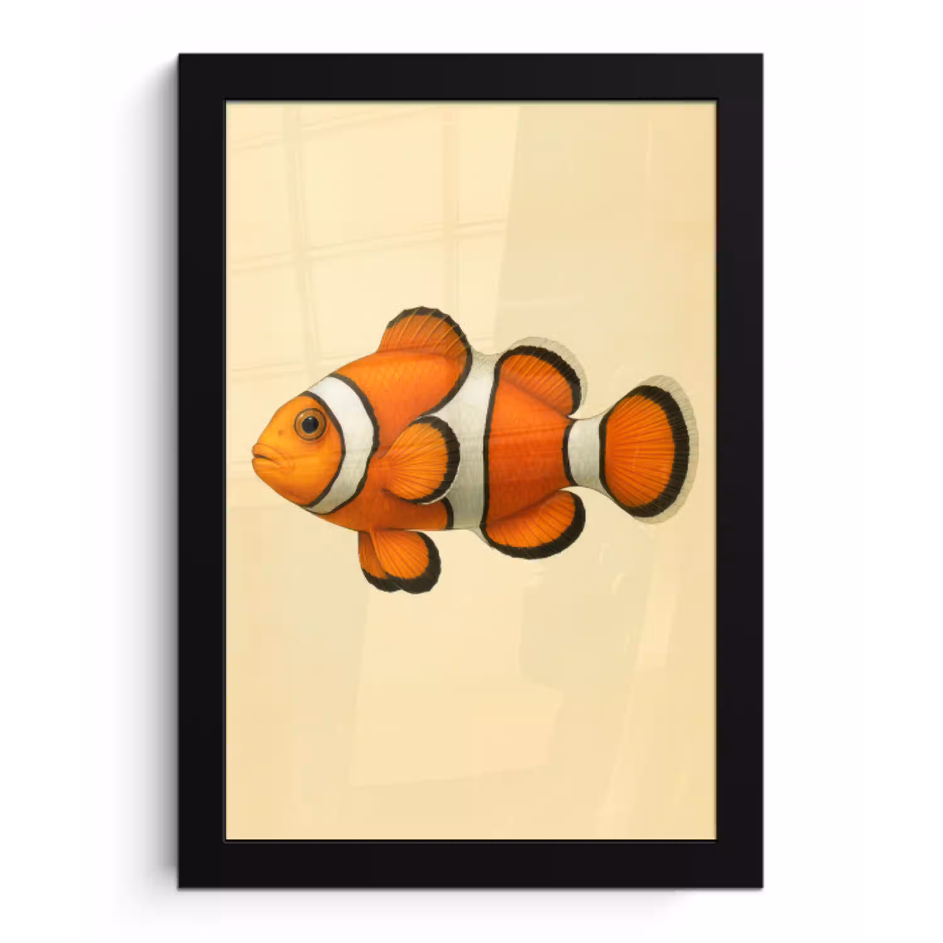Vis - Oranje - Strepen fotolijst zwart zonder passe partout klein -3d