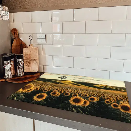 Zonnebloem - Veld - Windmolen Inductie beschermer vinyl 3mm klein -sfeer3