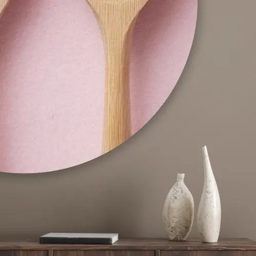 Ingrediënten - Lepels - Hout - Roze Akoestische PET Vilt - Rond klein -sfeer5_closeup