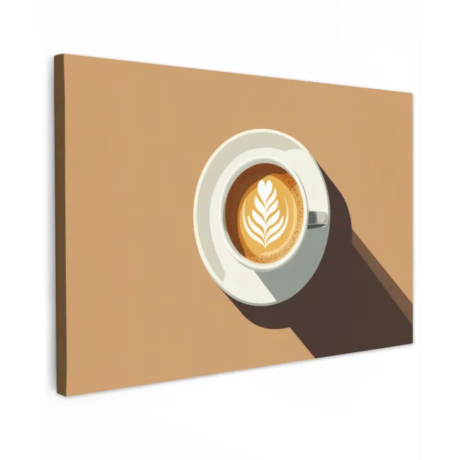 Cappuccino - Kop - Schotel - Minimalitisch canvas 2cm klein -z3d