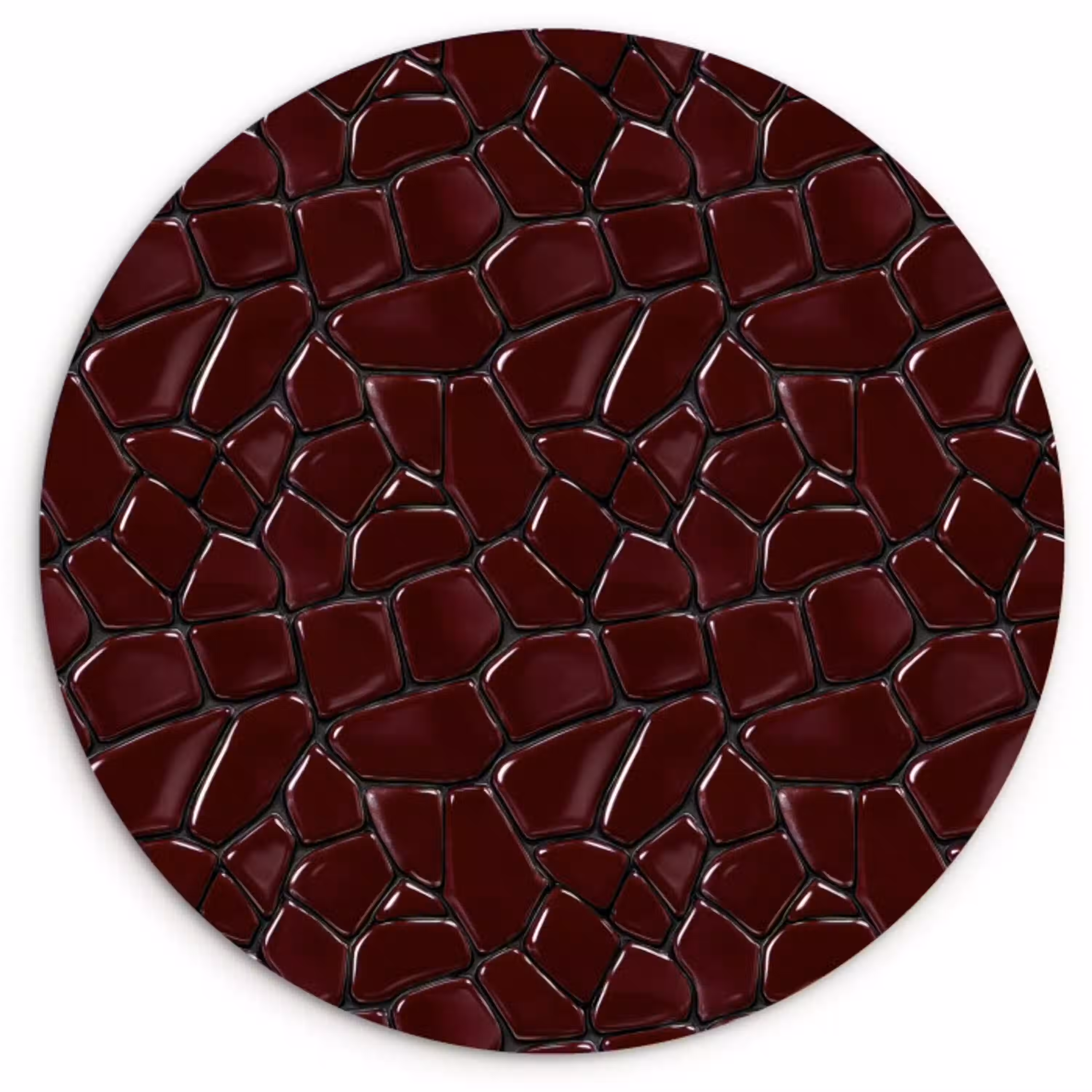 Mozaïek - Tegel - Bordeauxrood Wandcirkel kunststof plaat 5mm dik klein 188 -3d