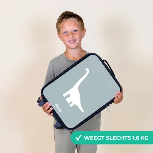 Blauw met Brachiosaurus dino Kinderkoffer - Zwart klein -sfeer4_NL