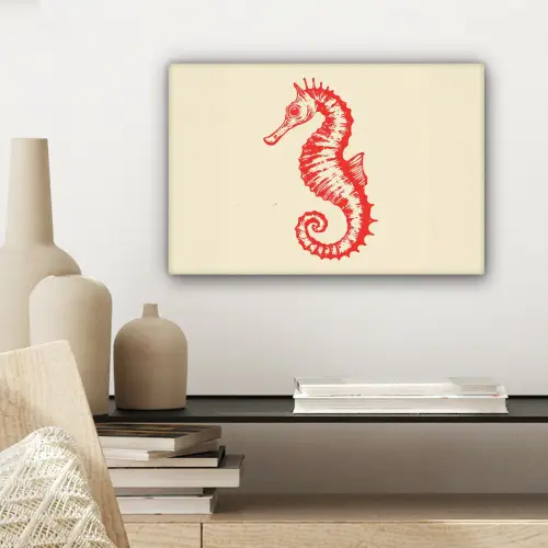 Zeepaardje - Rood - Fijne details canvas 2cm klein -sfeer6