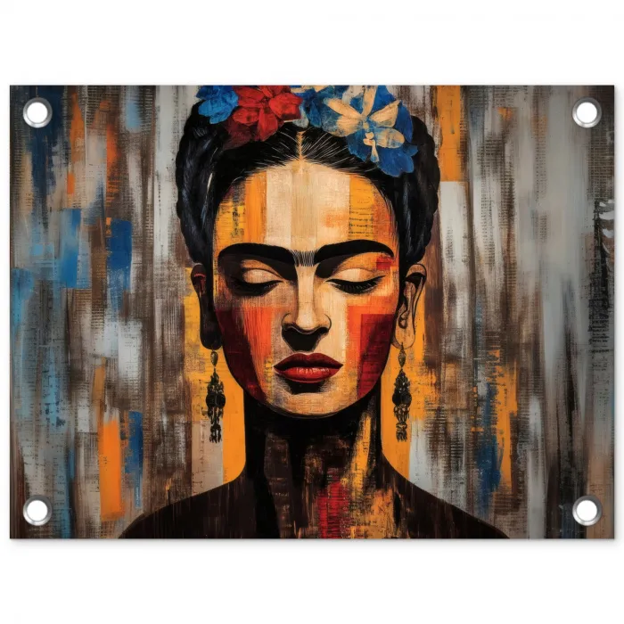 Portret - Vrouw - Bloemen tuinposter los doek klein -3d
