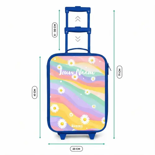 Madeliefjes op regenboogachtergrond Kinderkoffer - Blauw klein -productfoto_formaten