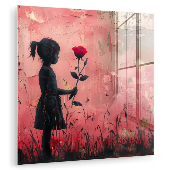 Graffiti - Meisje - Roze - Street art - Roos - Banksy plexiglas 5mm klein -zzzproduct_nieuw