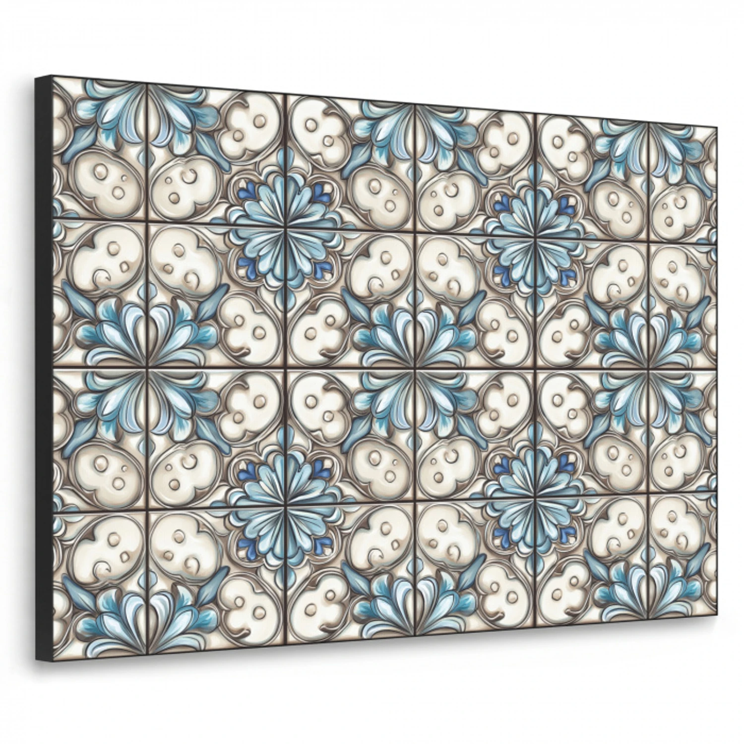 Barok - Tegel - Kleurrijk Textielframe zwart klein 947 -3d