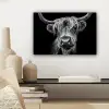 Schotse Hooglander - Horens - Zwart - Wit - Koe - Wild - Dieren canvas 2cm klein -sfeer6
