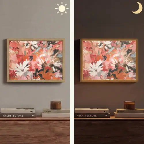 Bloemen - Kunst - Abstract - Verf Light Box met batterij (Wandlamp) middel -sfeer3