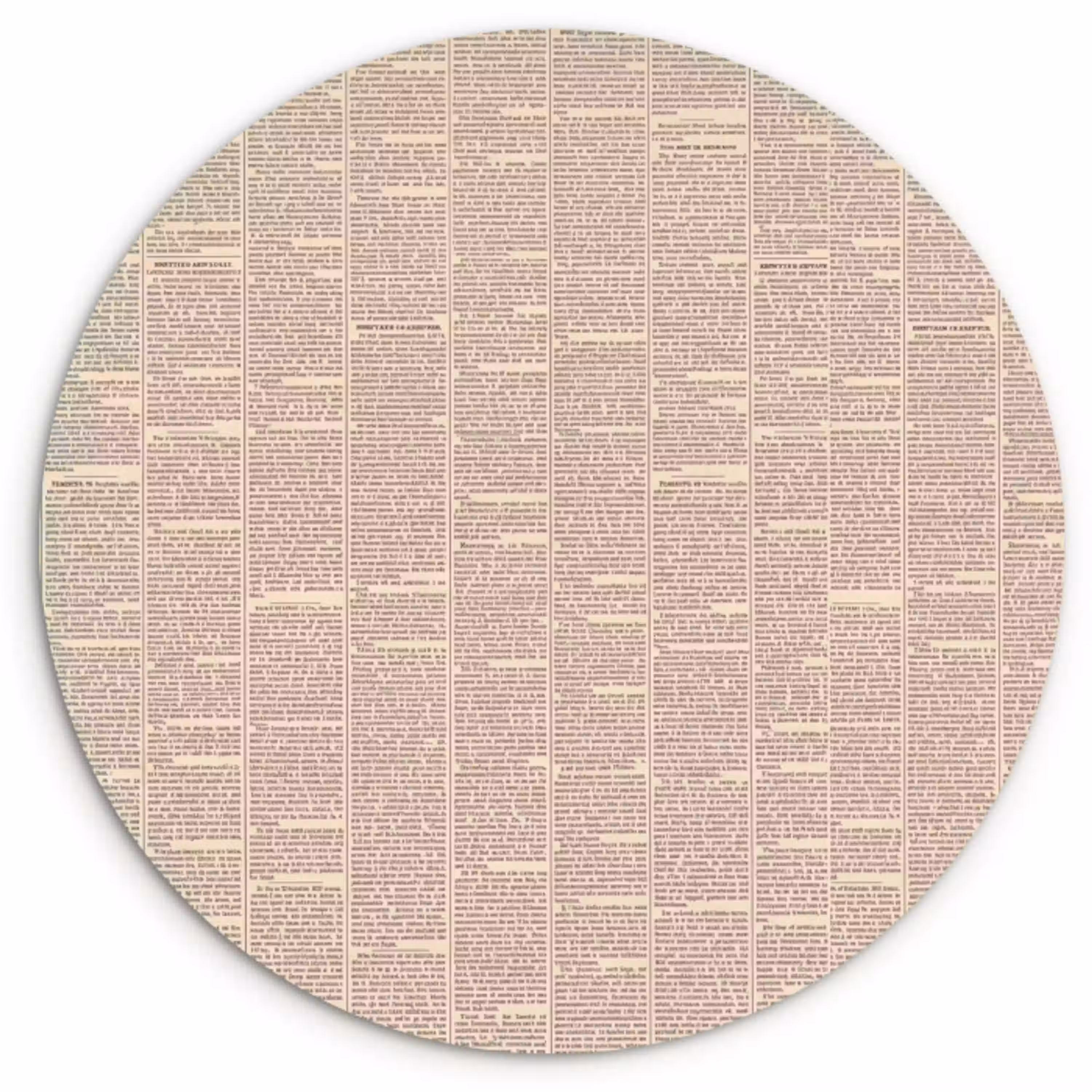 Krant - Nieuws - Historisch - Vintage - Beige Wandcirkel kunststof plaat 5mm dik klein -3d