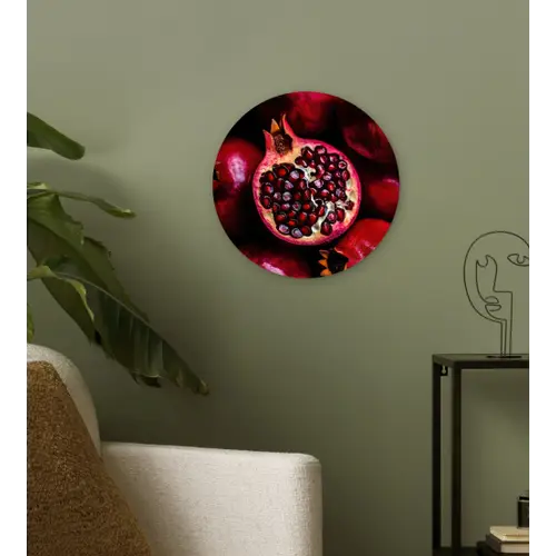 Granaatappel - Rood - Fruit Wandcirkel kunststof plaat 5mm dik klein -sfeer3