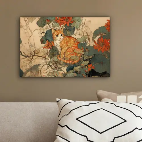 Kat - Sierlijk - Bloemen canvas 2cm klein -sfeer3