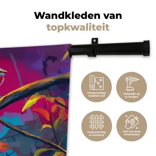 Kameleon - Tak - Gestreept - Bladeren Wandkleed katoen klein -sfeer2