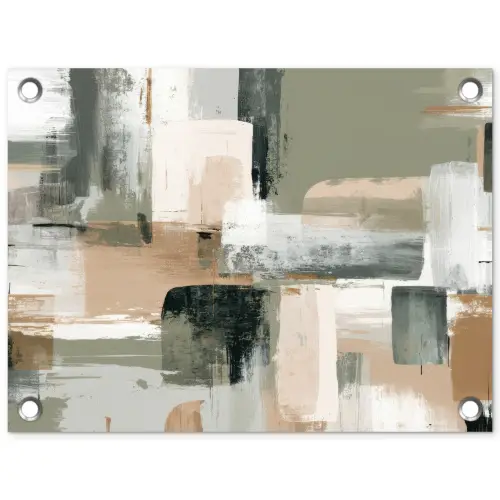 Penseelstreken - Abstract - Aardetinten tuinposter los doek klein -3d