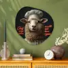 Schaap - Kokskleding - Neon - Quote Wandcirkel Organisch Aluminium middel -sfeer2