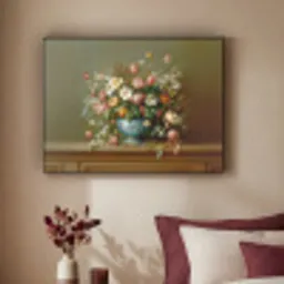 Vaas - Pastel - Kleuren - Bloemen Textielframe zwart klein -sfeer1