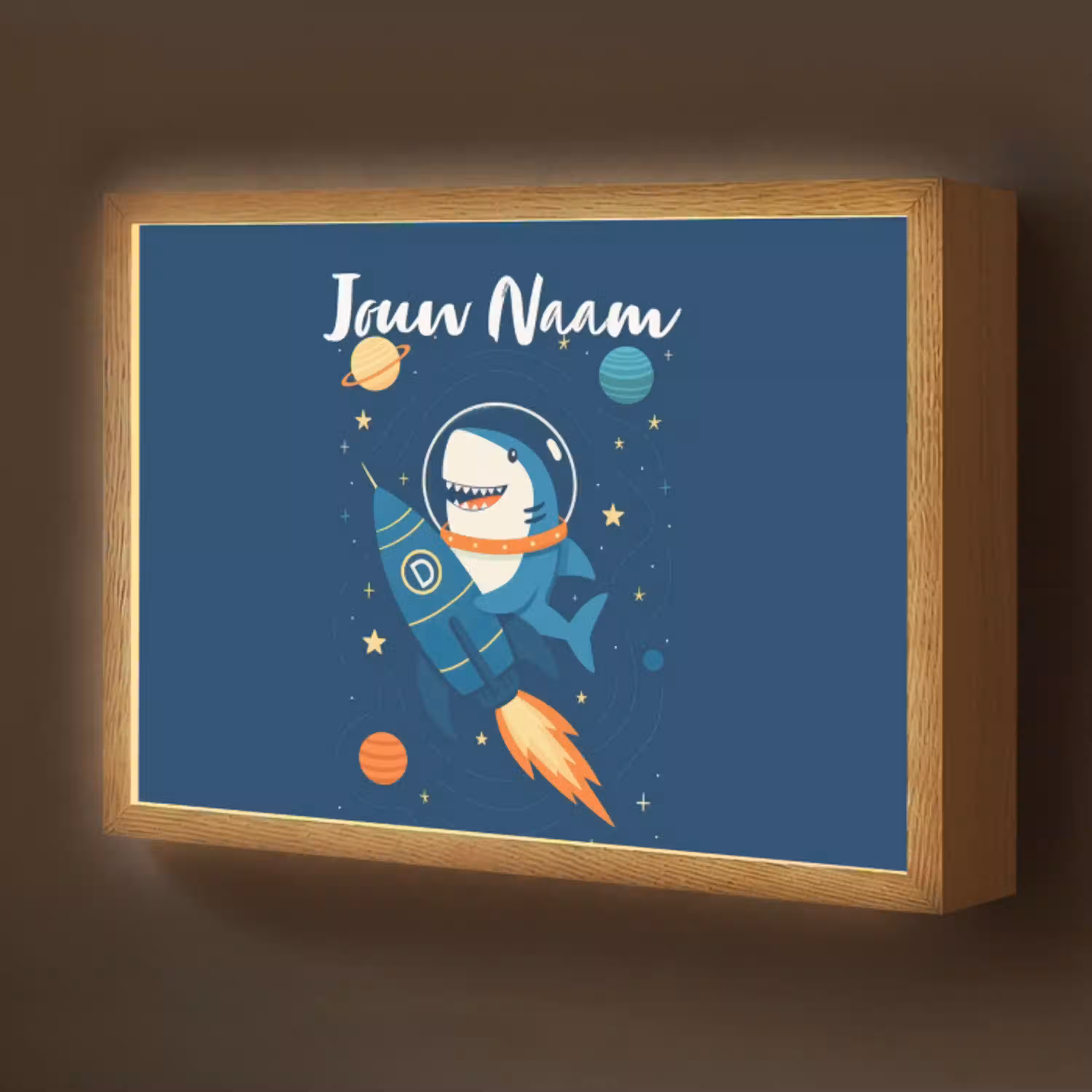 Raket - Haai - Ruimte Light Box met batterij (Wandlamp kind) middel -z3d_website