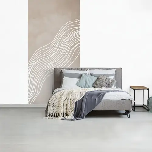 Golvende lijnen - Vloeiend - Zandkleurig fotobehang vinyl groot -slaapkamer