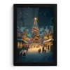 Kerstfeest - Dorp - Donker fotolijst zwart zonder passe partout klein -3d