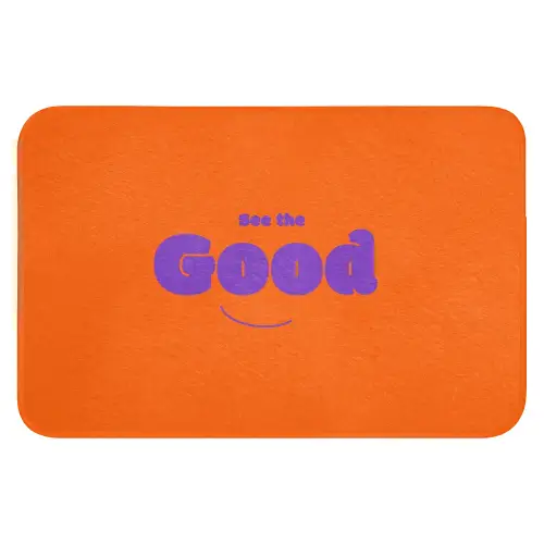 See the good - Paars - Oranje - Smiley Badmat klein -3d