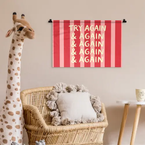 Strepen - Rood - Try again Wandkleed katoen klein -wsfeer5_kind