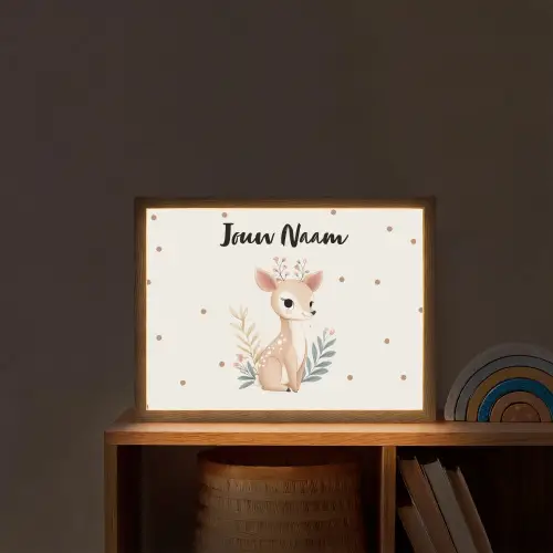 Illustratie - Stippen - Aquarel - Hertje Light Box met batterij (Wandlamp kind) middel -sfeer1_kind