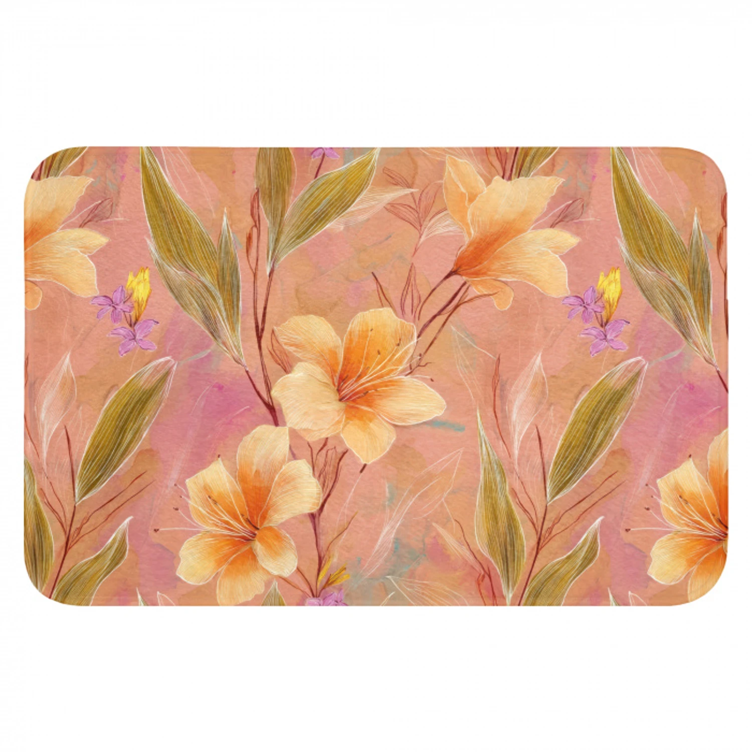 Botanisch - Bloemen - Kleurrijk Badmat klein 997 -3d
