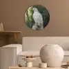 Arend - Hout - Wit - Planten Akoestische PET Vilt - Rond klein -sfeer1