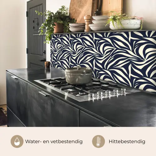 Bladvormen - Blauw - Patroon - Wit keuken achterwand 2 middel 871 -usp_NL
