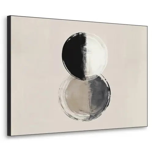 Cirkels - Strepen - Minimalistisch - Zwart Textielframe zwart klein -3d