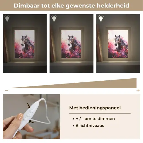 Paard - Dieren - Meisje - Roze Light Box met kabel klein -USP_dimbaarNL