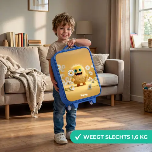 Monster - Wezen - Bloem - Geel Kinderkoffer - Blauw klein -sfeer2_NL