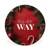 Kerst - Quote - Rood - Kerstballen Wandcirkel aluminium klein -3d