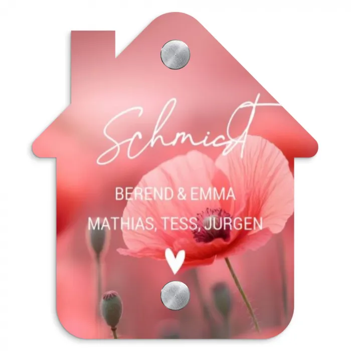 Klaproos - Sierlijk Naambord Huisje klein -3d