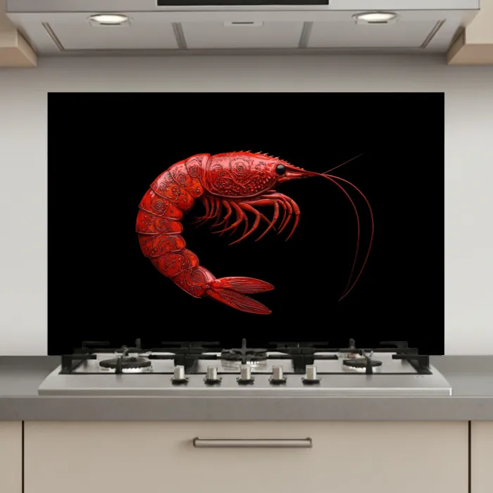 Garnaal - Rood - Dieren keuken achterwand spatscherm klein -3d_website