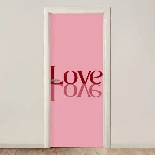 Love - Roze - Spiegeling deurposter klein -3d_beige